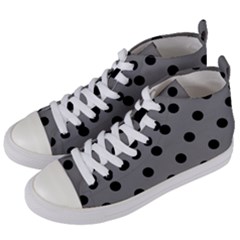 Large Black Polka Dots On Just Grey - Women s Mid-top Canvas Sneakers by FashionLane