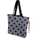Large Black Polka Dots On Just Grey - Drawstring Tote Bag View1