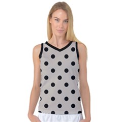 Large Black Polka Dots On Pale Grey - Women s Basketball Tank Top by FashionLane
