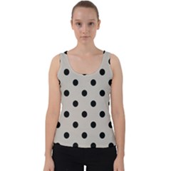 Large Black Polka Dots On Pale Grey - Velvet Tank Top by FashionLane