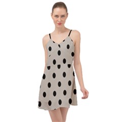 Large Black Polka Dots On Pale Grey - Summer Time Chiffon Dress by FashionLane