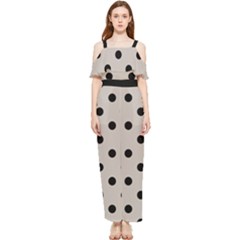 Large Black Polka Dots On Pale Grey - Draped Sleeveless Chiffon Jumpsuit by FashionLane