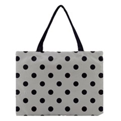 Large Black Polka Dots On Silver Cloud Grey - Medium Tote Bag by FashionLane