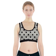 Large Black Polka Dots On Silver Cloud Grey - Sports Bra With Pocket by FashionLane