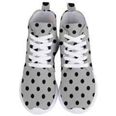 Large Black Polka Dots On Silver Cloud Grey - Women s Lightweight High Top Sneakers by FashionLane