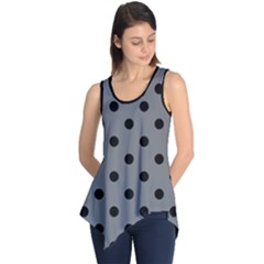 Large Black Polka Dots On Steel Grey - Sleeveless Tunic by FashionLane