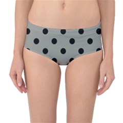 Large Black Polka Dots On Trout Grey - Mid-waist Bikini Bottoms