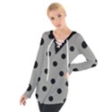 Large Black Polka Dots On Trout Grey - Tie Up Tee View1