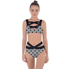 Large Black Polka Dots On Trout Grey - Bandaged Up Bikini Set  by FashionLane