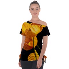 Yellow Poppies Off Shoulder Tie-up Tee