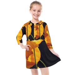 Yellow Poppies Kids  Quarter Sleeve Shirt Dress by Audy
