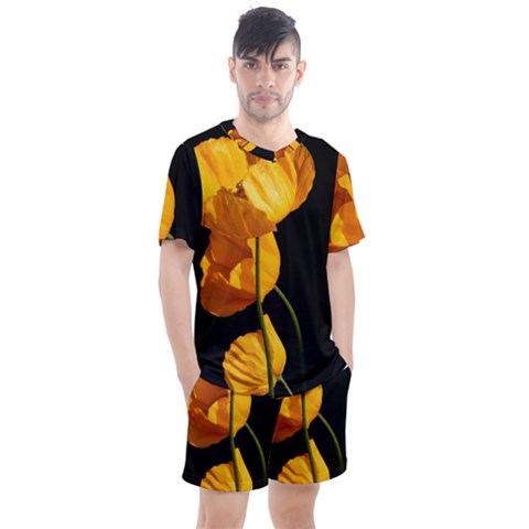 Yellow Poppies Men s Mesh Tee And Shorts Set by Audy