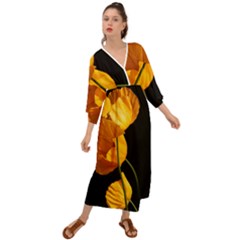 Yellow Poppies Grecian Style  Maxi Dress