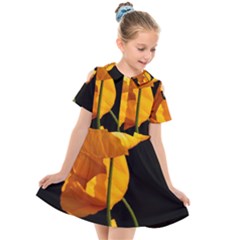 Yellow Poppies Kids  Short Sleeve Shirt Dress