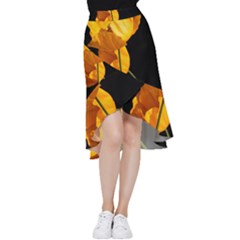 Yellow Poppies Frill Hi Low Chiffon Skirt by Audy