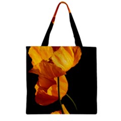Yellow Poppies Zipper Grocery Tote Bag by Audy