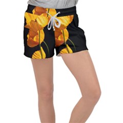 Yellow Poppies Velour Lounge Shorts by Audy