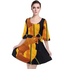Yellow Poppies Velour Kimono Dress