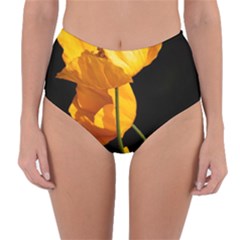 Yellow Poppies Reversible High-waist Bikini Bottoms