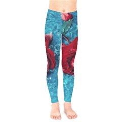 Red Roses In Water Kids  Leggings by Audy