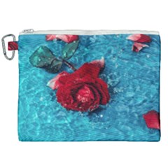 Red Roses In Water Canvas Cosmetic Bag (xxl) by Audy
