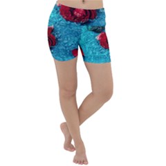 Red Roses In Water Lightweight Velour Yoga Shorts by Audy