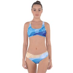 Flower Branch Corolla Wreath Lease Criss Cross Bikini Set