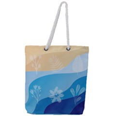 Flower Branch Corolla Wreath Lease Full Print Rope Handle Tote (Large)