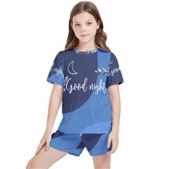 Background Good Night Kids  Tee And Sports Shorts Set by Mariart
