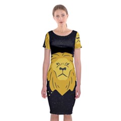 Zodiak Leo Lion Horoscope Sign Star Classic Short Sleeve Midi Dress by Alisyart