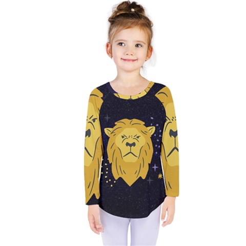 Zodiak Leo Lion Horoscope Sign Star Kids  Long Sleeve Tee by Alisyart