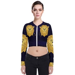 Zodiak Leo Lion Horoscope Sign Star Long Sleeve Zip Up Bomber Jacket by Alisyart