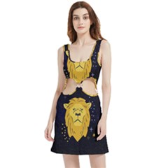 Zodiak Leo Lion Horoscope Sign Star Velvet Cutout Dress