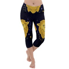 Zodiak Leo Lion Horoscope Sign Star Lightweight Velour Capri Yoga Leggings