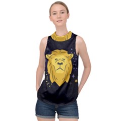 Zodiak Leo Lion Horoscope Sign Star High Neck Satin Top by Alisyart