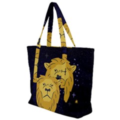 Zodiak Leo Lion Horoscope Sign Star Zip Up Canvas Bag by Alisyart