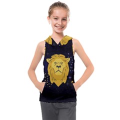 Zodiak Leo Lion Horoscope Sign Star Kids  Sleeveless Hoodie by Alisyart