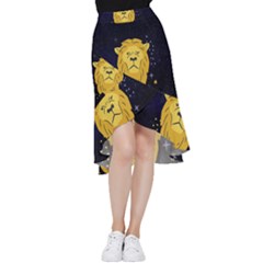 Zodiak Leo Lion Horoscope Sign Star Frill Hi Low Chiffon Skirt