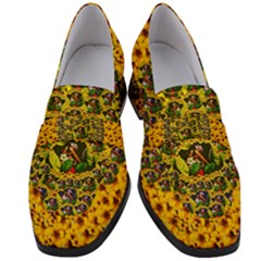 Lizards In Love In The Land Of Flowers Women s Chunky Heel Loafers