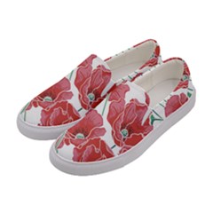 Red poppy flowers Women s Canvas Slip Ons