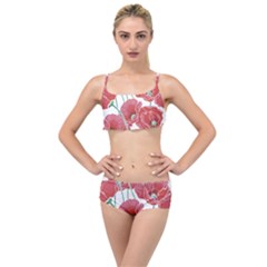 Red Poppy Flowers Layered Top Bikini Set by goljakoff