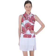 Red Poppy Flowers Women s Sleeveless Polo Tee by goljakoff