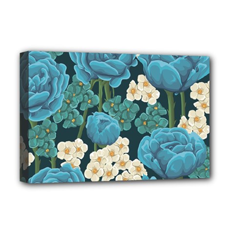 Blue Roses Deluxe Canvas 18  X 12  (stretched) by goljakoff