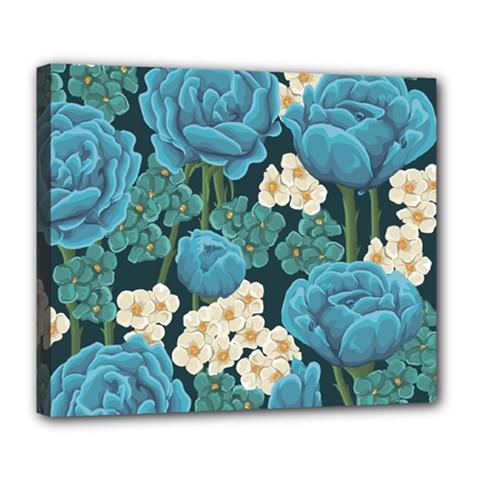 Blue Roses Deluxe Canvas 24  X 20  (stretched) by goljakoff