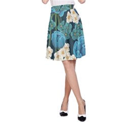 Blue Roses A-line Skirt by goljakoff