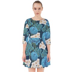 Blue Roses Smock Dress by goljakoff