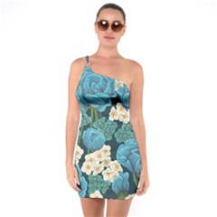 Blue Roses One Soulder Bodycon Dress by goljakoff