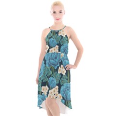 Blue Roses High-low Halter Chiffon Dress  by goljakoff