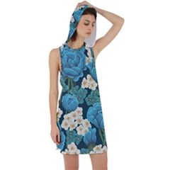 Blue Roses Racer Back Hoodie Dress by goljakoff