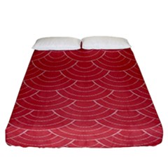 Red Sashiko Fitted Sheet (california King Size) by goljakoff